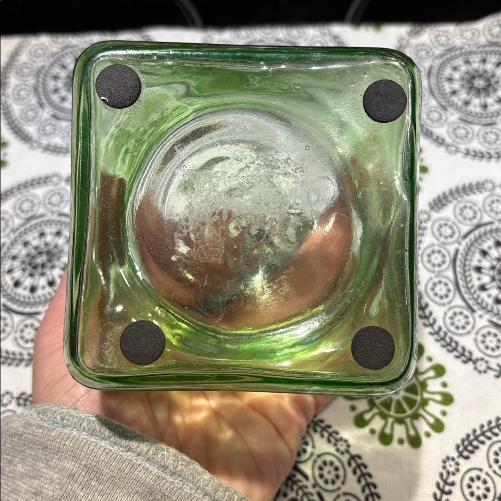 Green Glass  Jar with Metal Lid Size Small - Picture 7 of 9